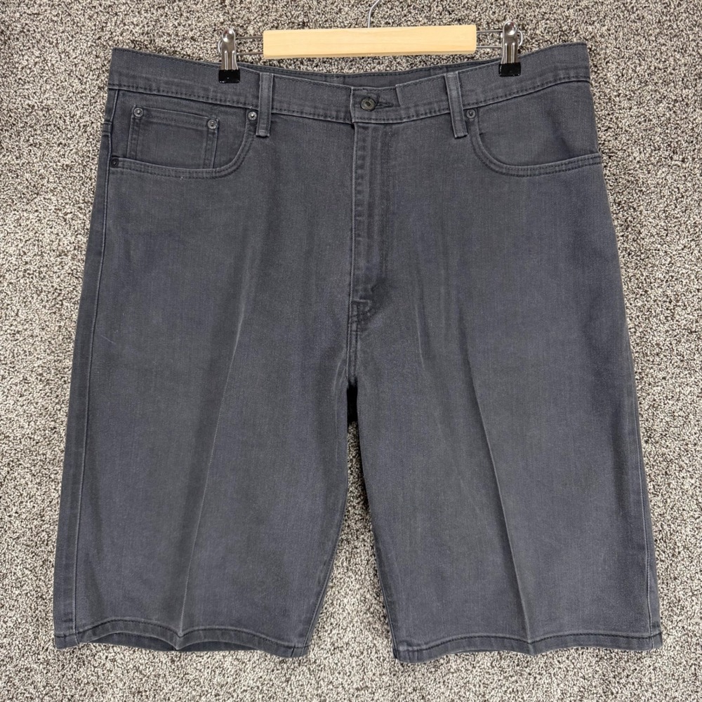 Levis 569 Jean Short Mens 38/12 Gray Denim Jorts Stretch Relaxed Loose Fit Baggy
